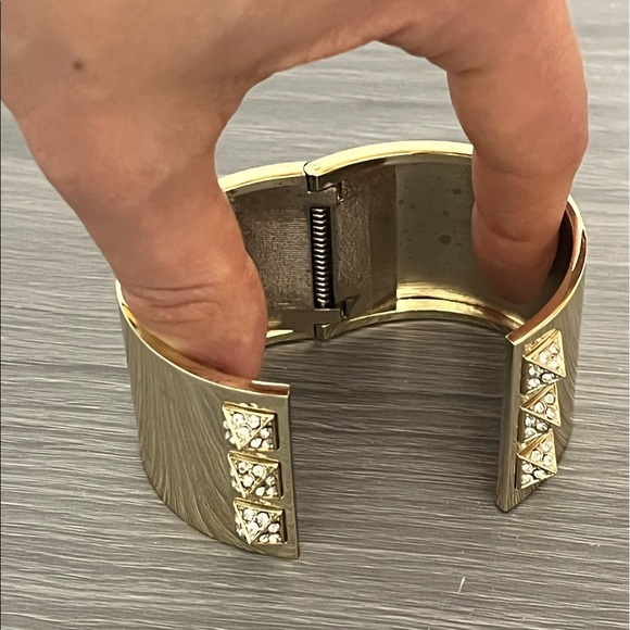Victoria Secret Gold Cuff Bracelet with CZ Diamond Pyramids - Picture 6 of 8